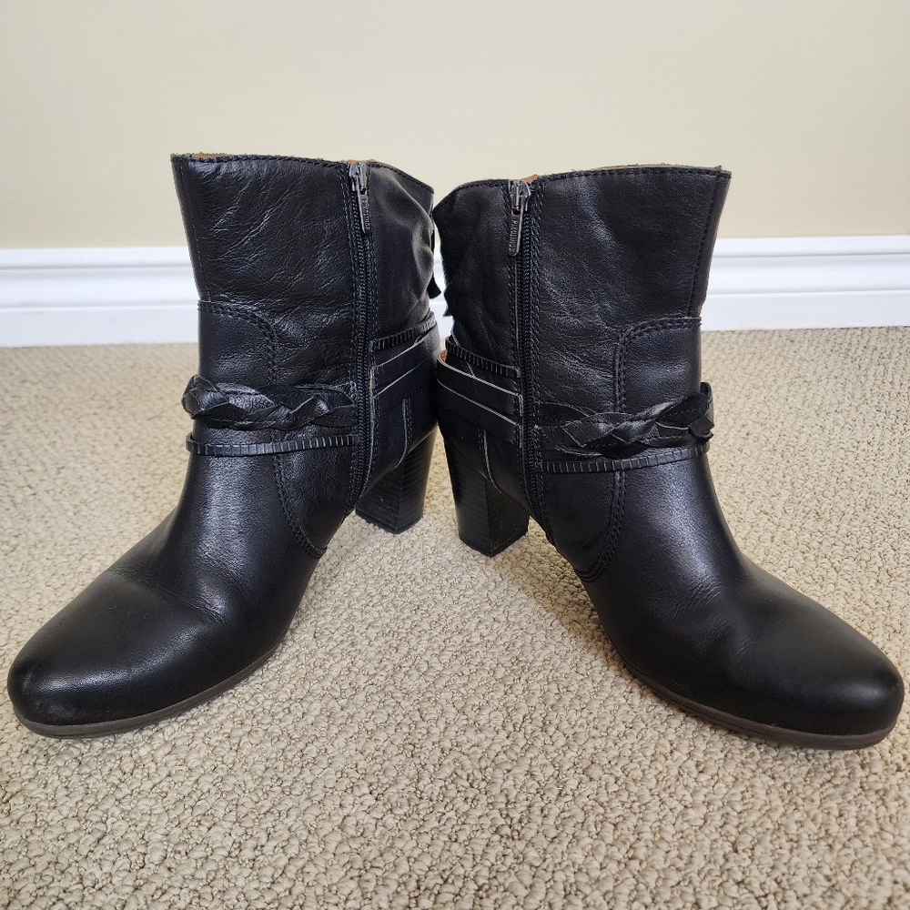 PIKOLINOS Black Leather Ankle Heel Boots Side Zip US 9-9.5 - Picture 5 of 12
